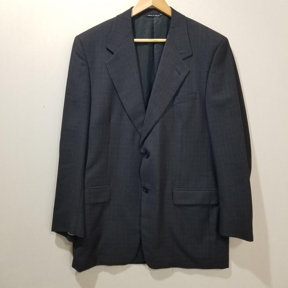 Canali Proposta Suit Jacket Mens EU 52 US 42 Gray Check Wool 2 Button Italy